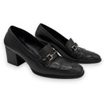Gucci  Black Horsebit Leather Loafers Sz 8 Square Toe Classic Luxury Italy Heel Photo 0