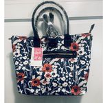 Trina Turk Blue White Floral Weekender Tote Bag Crossbody Strap + Pendant NWT Photo 2