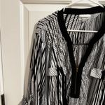 Avenue  Plus 3/4 Sleeves Stretchy 1/4 Zip Tunic Blouse Black White 26/28 4X Photo 1