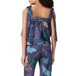 Warm 3/Large Purple Green Floral Tie Strap Square Neck Crop Woodstock Tank Top Blue Photo 2