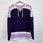 PINK - Victoria's Secret Victoria's Secret PINK‎  Lace-UP Varsity Graphic Crew Purple XS Photo 1