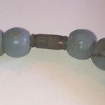 Vintage Neutral Tone Blue & Tan Wood Beaded Boho Chunky Retro Necklace Photo 7