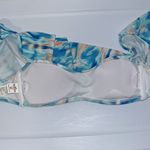 Hollister  Flounce Ruffle Bikini Bandeau Swim Top Off Shoulder Blue Watercolor XS Photo 8