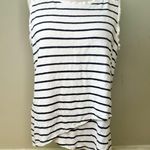 Athleta Women’s 100% Linen Striped Sleeveless Tank Top Tulip Hem Black White M Photo 0
