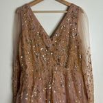 Mac Duggal  EMBELLISHED V NECK LONG SLEEVE A LINE GOWN size 14 in pink Photo 8