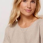 Good American Ribbed Crewneck Sweater Pullover Oatmeal Heathered Tan 3 Large Photo 4