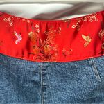 I.N.C Y2K Bootcut Jeans Red Satin Embroidered Oriental Waistband 8 No Stretch Blue Photo 13