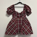 Anthropologie NEW  Maeve Maeve Puff Mini Dress In Plaid Large Holiday Preppy Fun Photo 3
