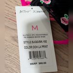 Betsey Johnson  Black Hot Pink Floral Rose Lips Bikini Ooh La 3 Pc Set Sarong NEW Photo 2