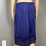 Vanity Fair Vintage  Half Slip Skirt Size XL Dark Blue Wide Lace One Slit 11752 Photo 2