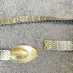 Vintage women's fashion belt 2 two tone silver gold metal fish scale belt Photo 0