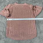 J.Crew  Linen Knit‎ Top Puff Sleeve Ribbed Crewneck Sweater Salmon Pink L Photo 1