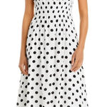 Line and Dot  White/Black Dot Sunday Polka Dot Midi Dress Photo 0