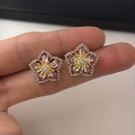 CZ Pink Flower Stud Earrings for Women Photo 5