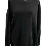 Aritzia Waffle Knit Oversized Relaxed Long Sleeve Shirt Top Black size Medium Photo 0