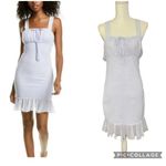 Sage  COLLECTIVE Womens Smocked Ruffle Mini Dress Light Blue Pleated Size 14 -NWT Photo 1