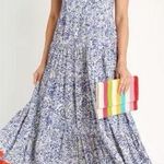 Francesca’s Audrey Parks Paisley Tiered maxi dress Blue white orange size XS Photo 0