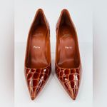Christian Louboutin  Kate 100mm Croc Acajou Brown Embossed Leather Pumps EU 39 Photo 3