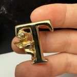 Letter / Initial T With Cherub Angel Brooch Pin Gold Tone Small Photo 2