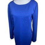 Long Sleeve Knit Bodycon Royal Blue illusion Fitted Dress Size Med Photo 2