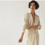 Anthropologie NWT  V Neck Knot Front Long Sleeve Faux
Wrap Midi Dress Ivory Linen Photo 4