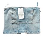 ZARA  Blue Denim Tube Top NWT Size Large Photo 2