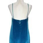 ZARA  Velvet Cocktail Slip Dress L Large Draped Blue Velour Rhinestones Photo 6