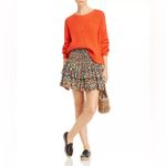 PERSEVERANCE London Poppy Floral Mini Skirt Smocked Tiered Ruffle Linen Sz 16 Black Photo 10