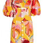 Farm Rio  Neon Macaws Mini Dress Off The Shoulder Puff Sleeve Women's Size XL Photo 6