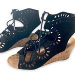 DOLCE VIDA| MARYBETH LASER CUT CORK BLACK WEDGES sz 7 Photo 1
