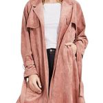 OAT NEW YORK Open Front Pink Faux Suede Trench Coat Size XL New w/ Tag MSRP $149 Photo 4
