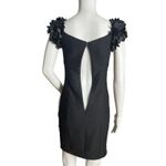 Anthropologie Maeve Dress Womens 0 Black Viala Pintuck Floral Applique Preppy Photo 2