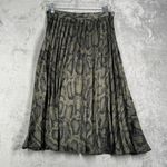 Missguided  Snakeskin‎ Print Pleated Midi Skirt A Line Career Party Olive Green Photo 2