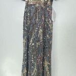 Mac Duggal 5439 Short Cape Flutter Sleeve Sequined Gown in Charcoal, Size 4 Photo 0