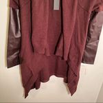 BLANK NYC Faux Leather Trim High Low Cardigan Permanent Marker Photo 4