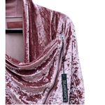 BLANK NYC Crushed Velvet Dusty Rose Pink Asymmetrical Zip Moto Jacket NWT Large Photo 3