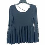 American Eagle Soft And Sexy Cray Boho Bell Sleeve Lace Tie Up Back Shirt SZ S Photo 0