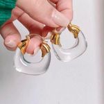Large hoops clear hoops earrings resin earrings Photo 0
