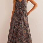 Boden USA Boden Tie-Back Navy Paisley Print Ruffled Maxi Dress Petite 6P NWT Photo 4