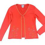 April Cornell Traders Retro Cardigan Embroidered Sequin Trim Size Medium Women's Orange Photo 0