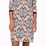 J.Crew Misty Fog Floral Medallion Print 100% Silk Shift Dress size 2 Photo 0