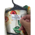 Miss California Sunflower Print Lace Up Front Collared Sleeveless Crop Top Large Yellow Photo 4