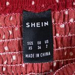 SheIn  Red & White Polka Dot Smocked Puff Sleeve Dress Photo 3