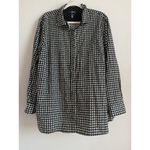 CHAPS  No-Iron Button Down Black‎ White Houndstooth Contrast Cuffs Top Size 2X Photo 6