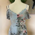 Lulus NWOT  Verona Light Blue Floral Print Off-the-Shoulder Lace Dress Photo 4
