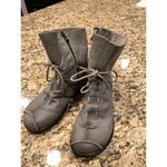 Berhgjjsds Lace Up Zipper Closure Ankle Leather Soft Bootie Gray Size 6 Photo 4