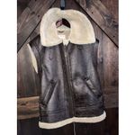 Free People  Dark Brown Vegan Leather, Shepherd, Moto Bomber Vest‎ Women's Xs Photo 1