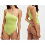 Good American  90s Good Touch One Shoulder Bodysuit Size 2 in a Key Lime Color Photo 1