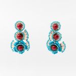 ZARA  BOHEMIAN RETRO ETHNIC STYLE TURQUOISE FLOWER EARRINGS NWT❗️ Photo 7