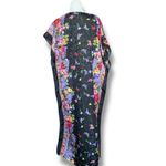 Vintage Santé Maxi Dress Black Baby Pink Dark Floral Caftan Butterfly Sleeve Photo 3
